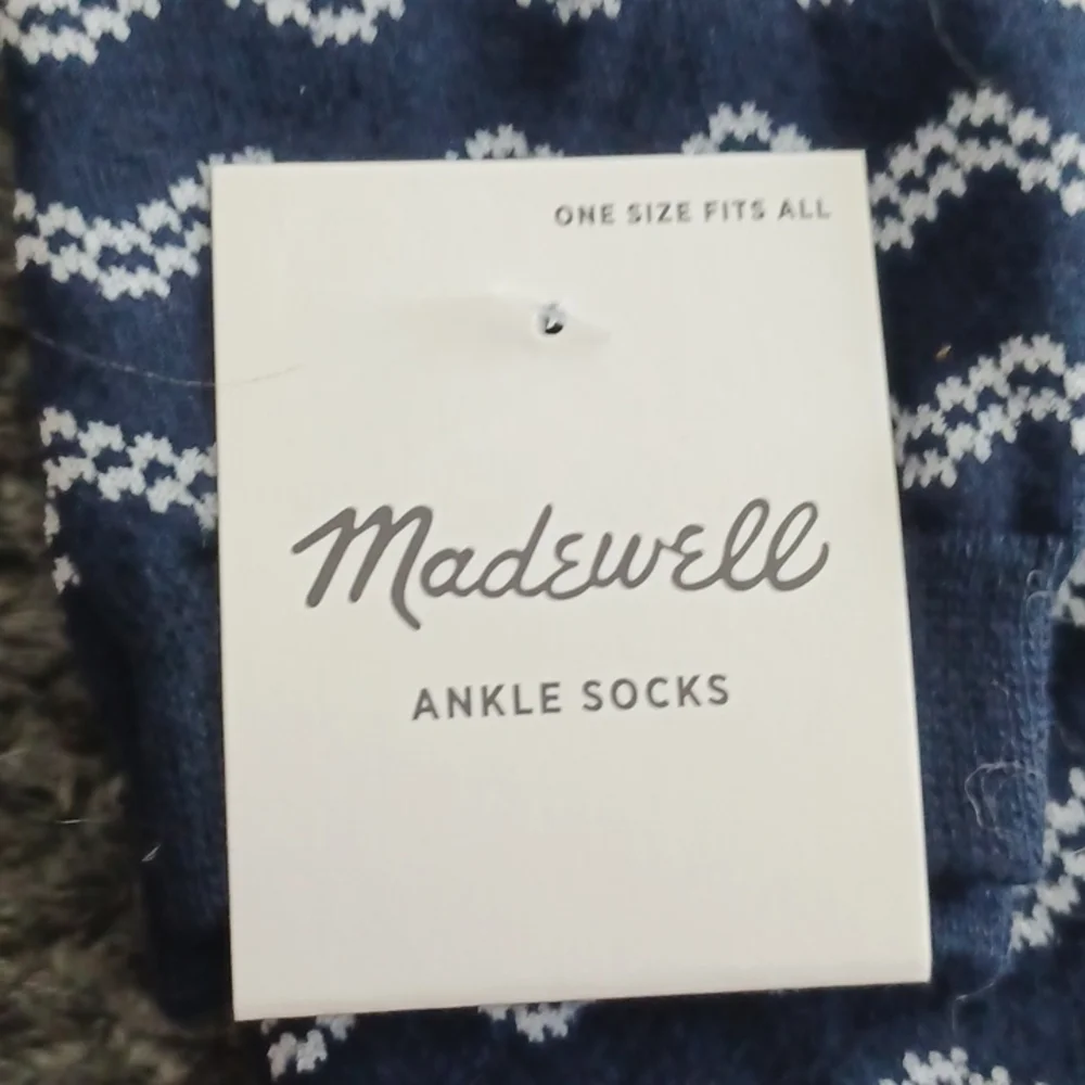 New Madewell Wavy Stripe Ankle Socks Classic Indigo